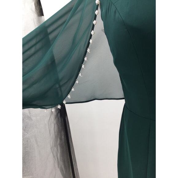 AW BRIDAL 8 M Emerald green beaded long sleeve mother of the bride dress NEW 0B8 - Picture 3 of 8